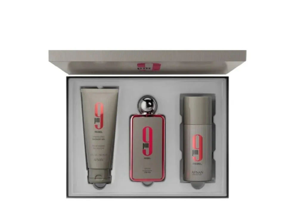 9 pm Rebel 100 ml + bodyspray 150 ml + SG eau de parfum unisex