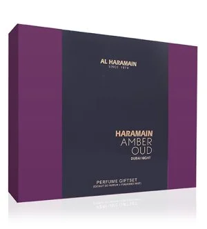 Al Haramain Amber Oud Dubai Night coffret cadeau unisexe extrait de parfum 75 ml + extrait de parfum 30 ml + brume corporelle