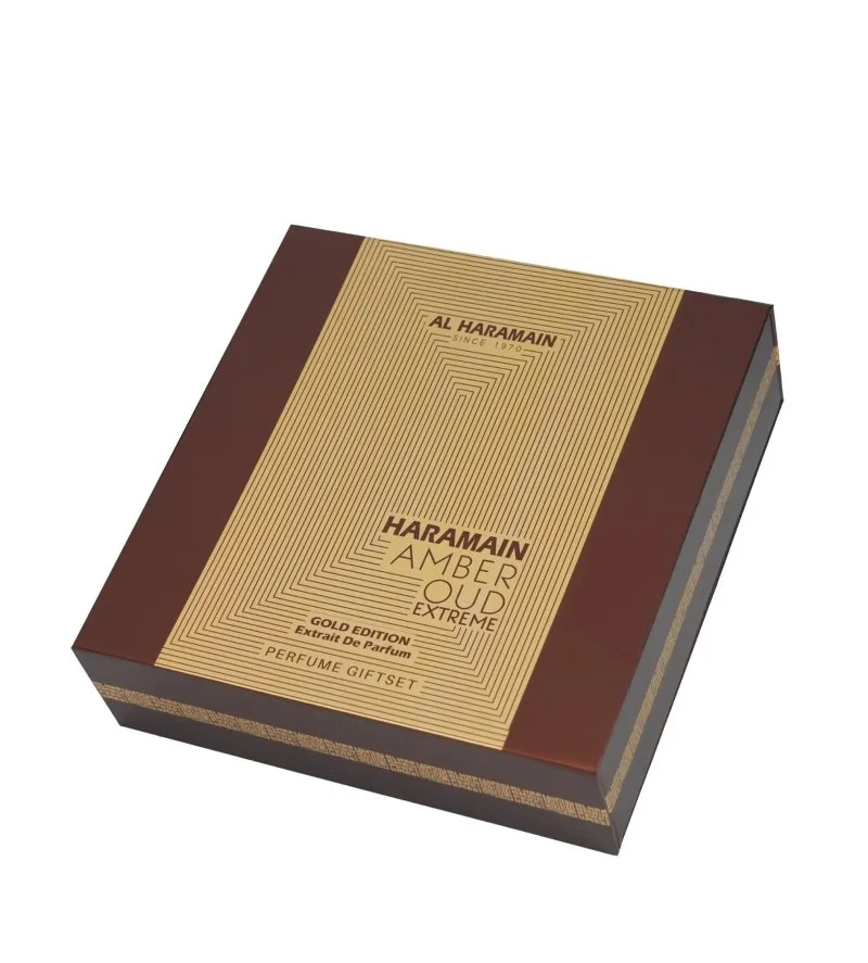 Amber Oud Extreme Gold Edition coffret cadeau unisexe extrait de parfum 75 ml + extrait de parfum 30 ml + déodorant spray 200 ml