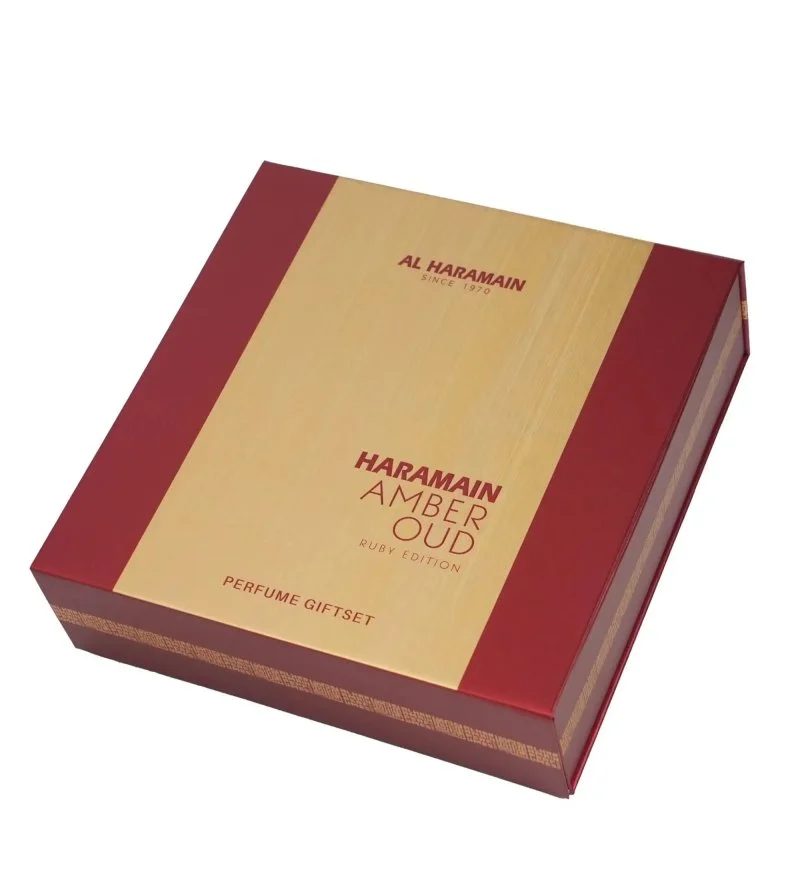 Amber Oud Ruby Edition coffret cadeau unisexe eau de parfum 75 ml + eau de parfum 30 ml + brume pour le corps 200 ml