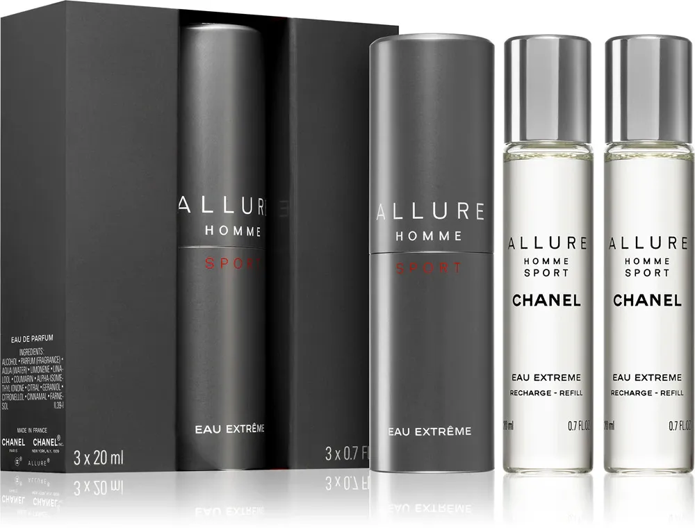 Allure Homme Sport Eau Extrême EDT navulbaar 20 ml + EDT navulling 2 x 20 ml M 60 ml