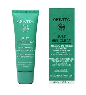Apivita Just Bee Clear Blemish Control Mattifying Moisturizer crème hydratante matifiante pour le visage à la niacinamide