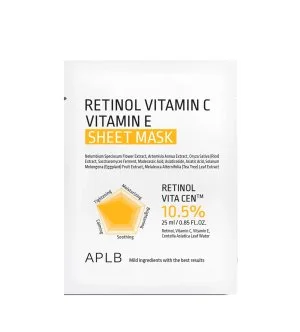APLB Masque en tissu hydratant anti-âge au rétinol, à la vitamine C et à la vitamine E