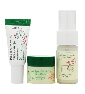 Axis-y The Mini Glow Trio coffret cadeau brume tonifiante 12 ml + sérum éclat 5 ml + crème-gel correctrice