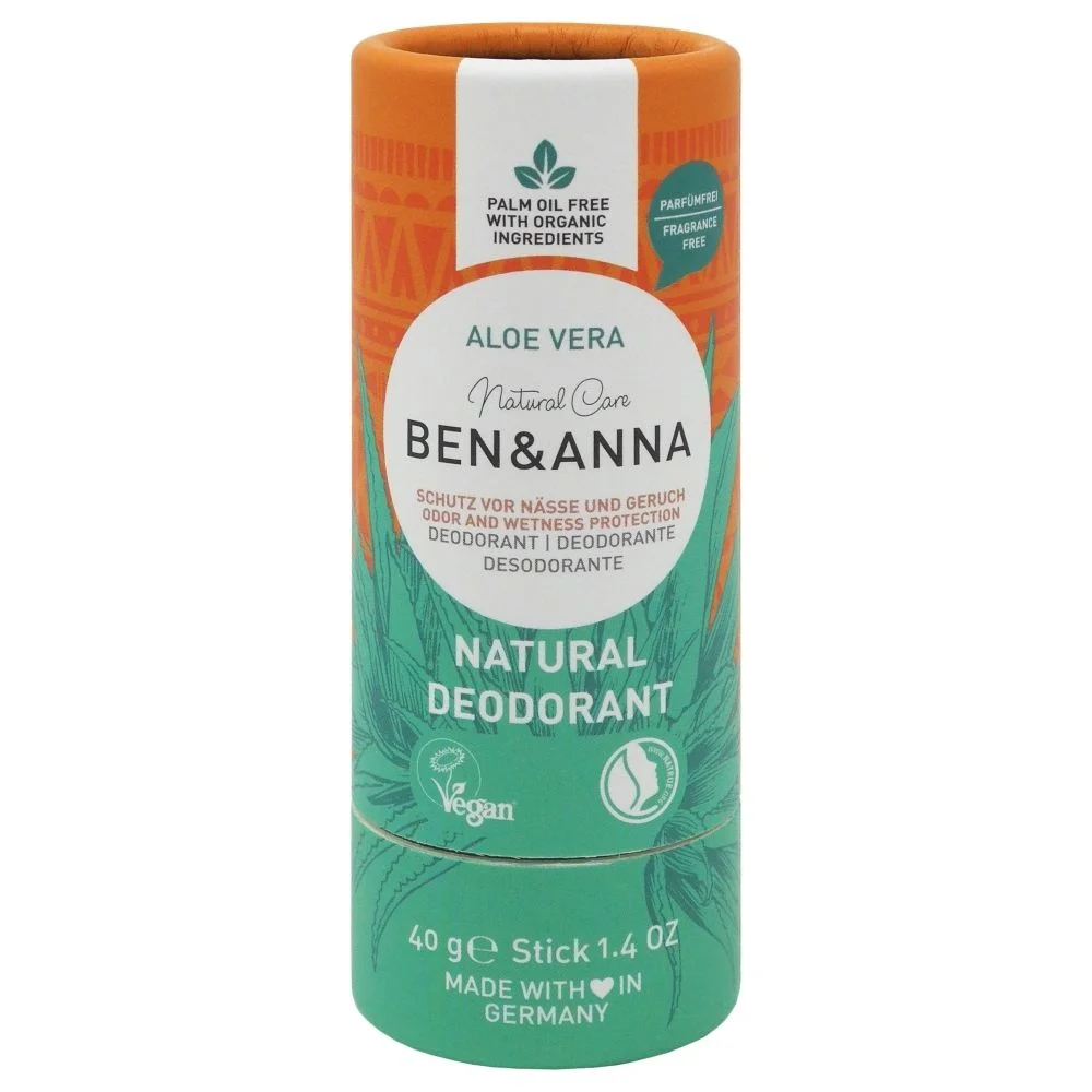 Ben & Anna Déodorant solide sans parfum (40 g) - Aloé vera - pour peaux sensibles