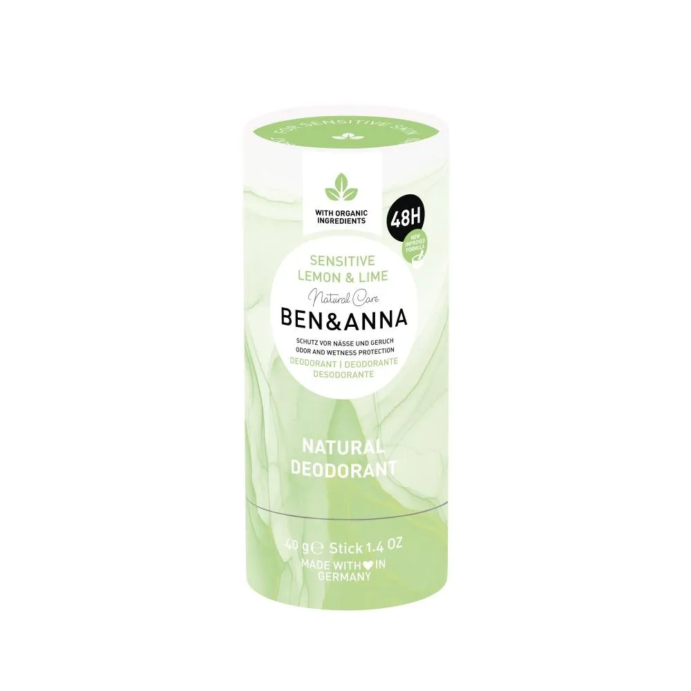 Ben & Anna Déodorant Solide Sensitive (40 g) - Citron et Lime - sans bicarbonate de soude
