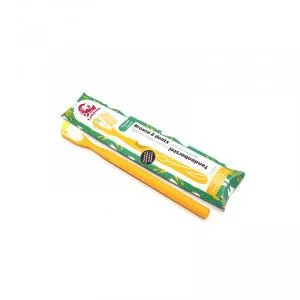 Lamazuna Brosse à dents en bioplastique avec tête remplaçable, mi-dure, jaune