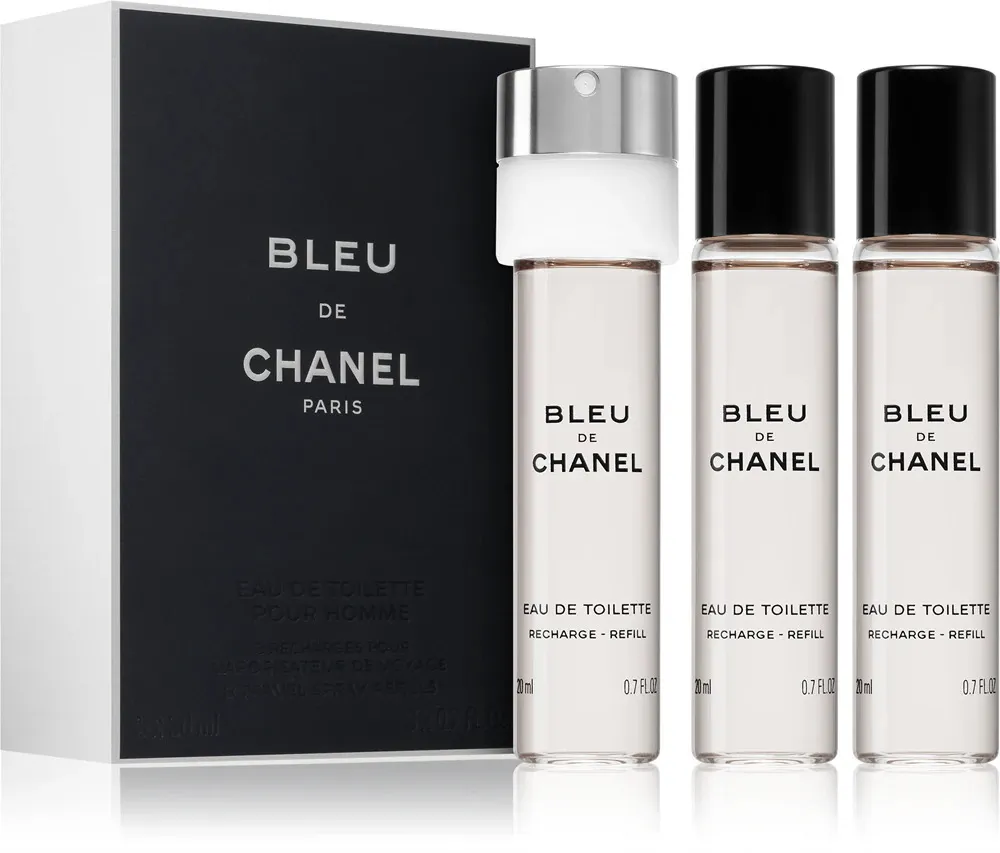 Bleu de Chanel EDT recharge 2 x 20 ml + EDT recharge avec vaporisateur 20 ml M 60 ml
