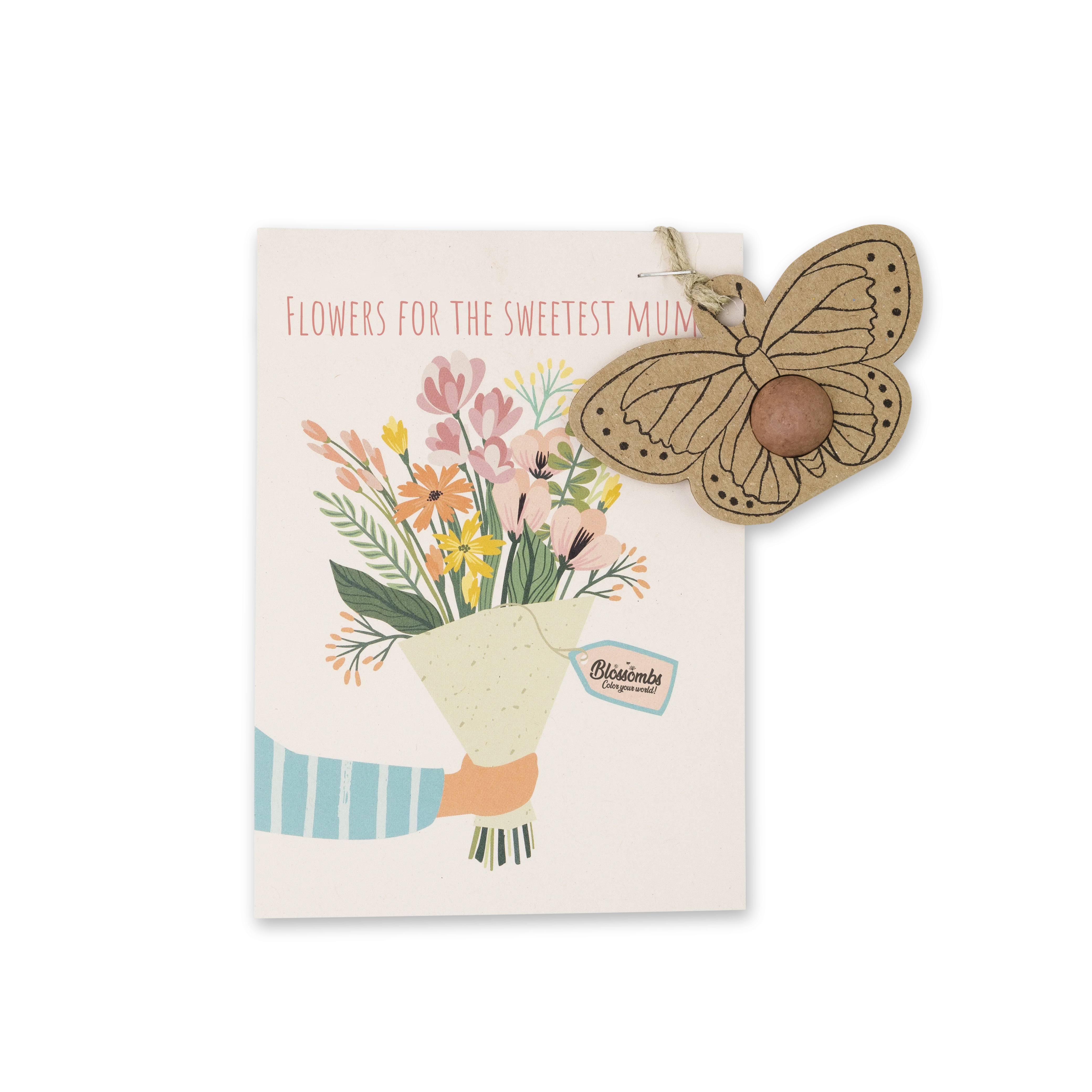 Blossombs Bombe à graines - Décoration cadeau "Pour la meilleure maman" - Papillon (1 pièce)