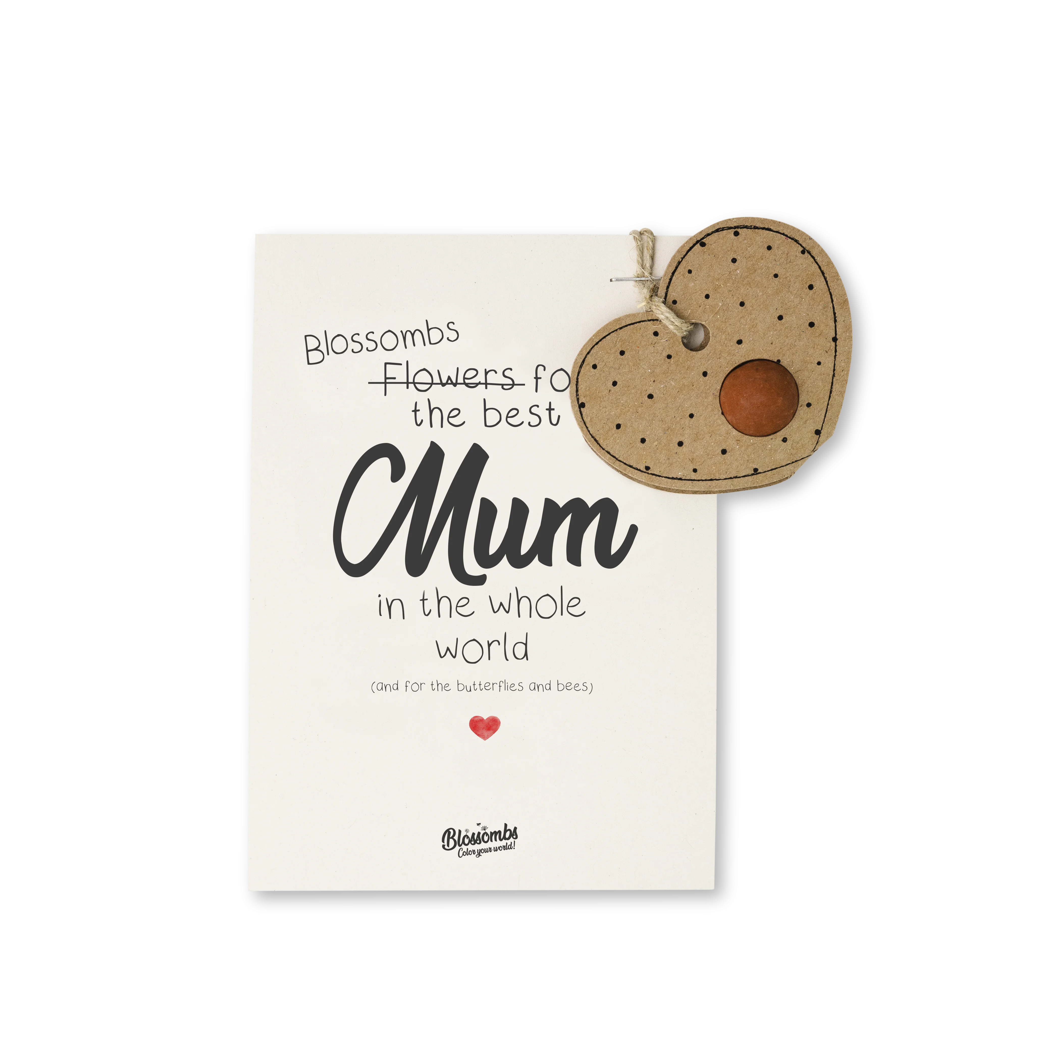 Blossombs Bombe à graines - Décoration cadeau « Pour la meilleure maman » - Cœur (1 pièce)