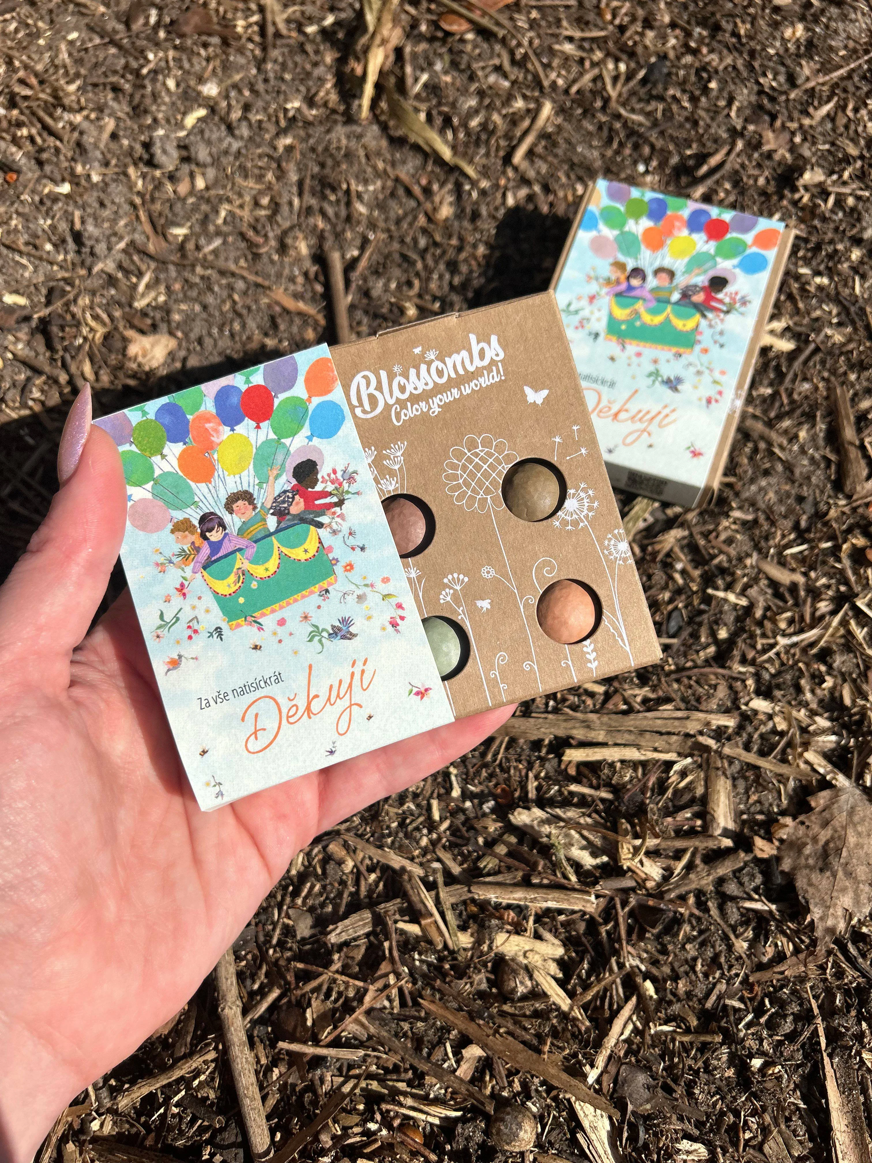 Blossombs Bombes à graines - Coffret cadeau mini - Merci mille fois pour tout (4 pièces) - offrez des fleurs autrement