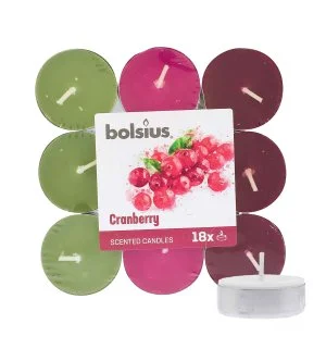 Bolsius Scented Tealights Cranberry bougies chauffe-plat 4 h 18 pièces