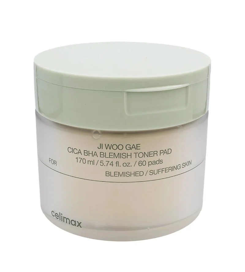 Ji Woo Gae Cica BHA Blemish Toner Pad disques exfoliants apaisants avec BHA, LHA et PHA 60 pièces