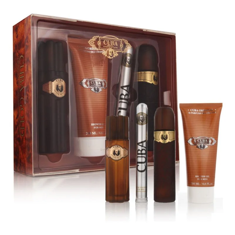 Cuba Gold Eau de Toilette 100 ml + Eau de Toilette 35 ml + Après-rasage 100 ml + Gel douche pour homme
