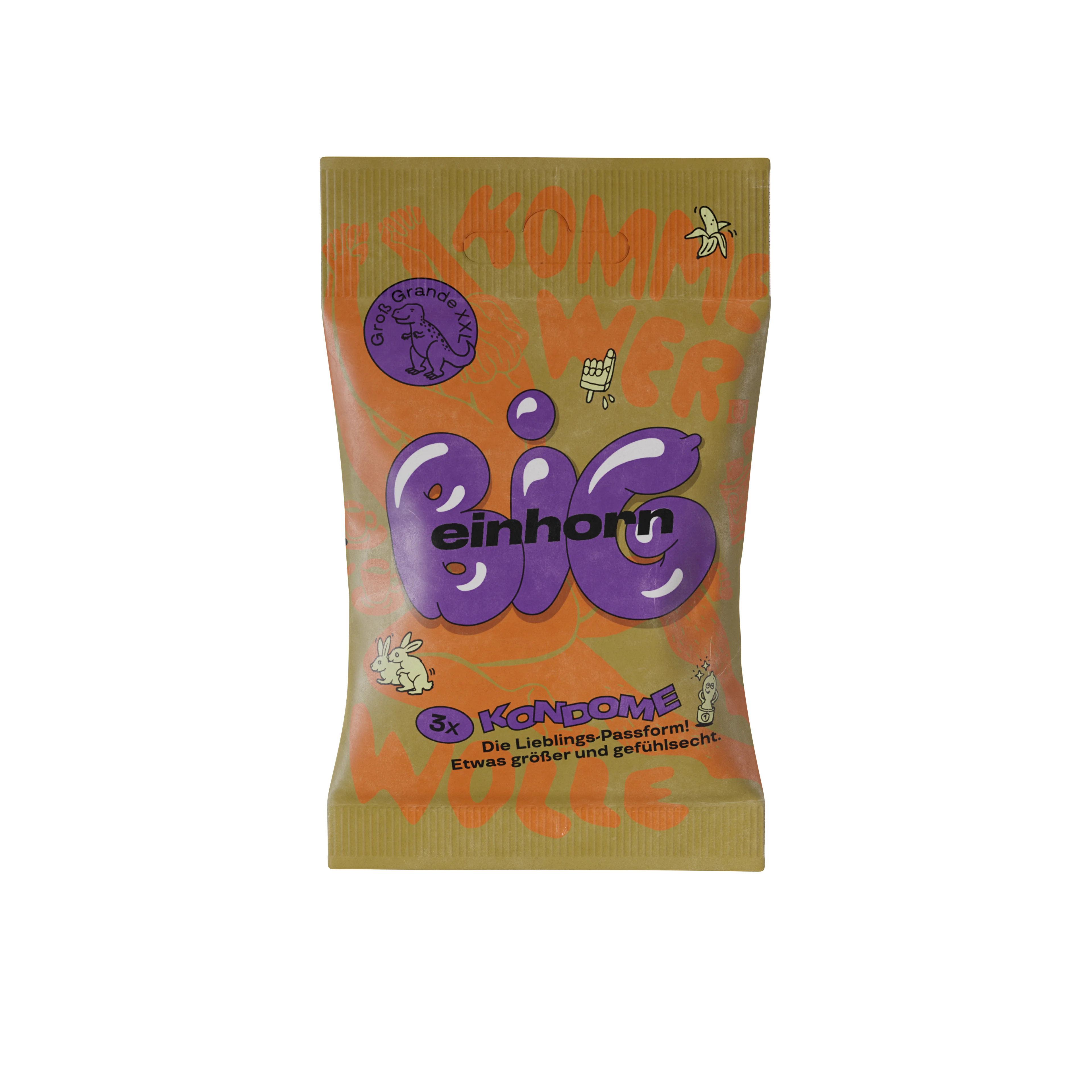 Einhorn Préservatifs Big 3 pièces - végans, non parfumés