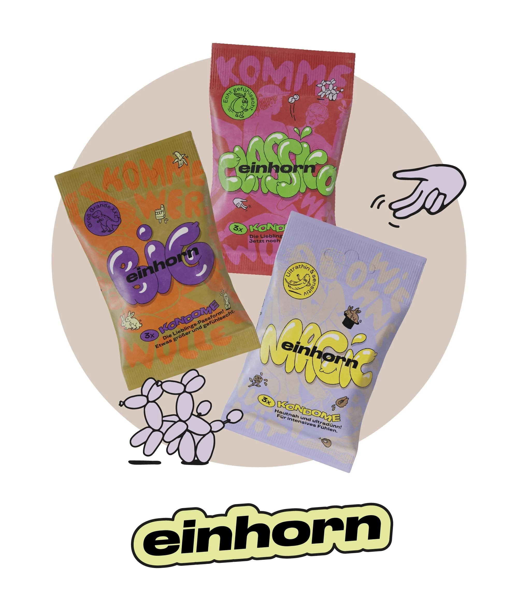 Einhorn Préservatifs Classic 3 unités - végans, non parfumés