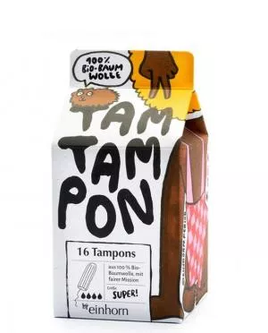 Einhorn TamTampon Super Tampons (16 pcs) - coton biologique hypoallergénique