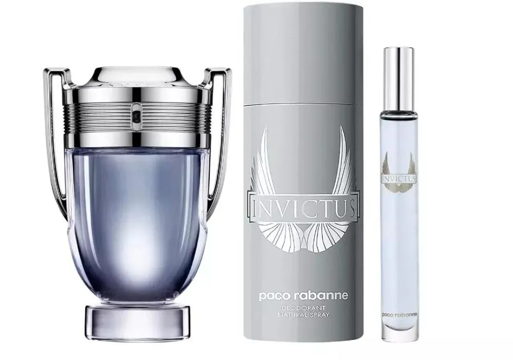Invictus Eau de Toilette pour homme 100 ml + Mini Eau de Toilette 10 ml + Déodorant en spray 150 ml