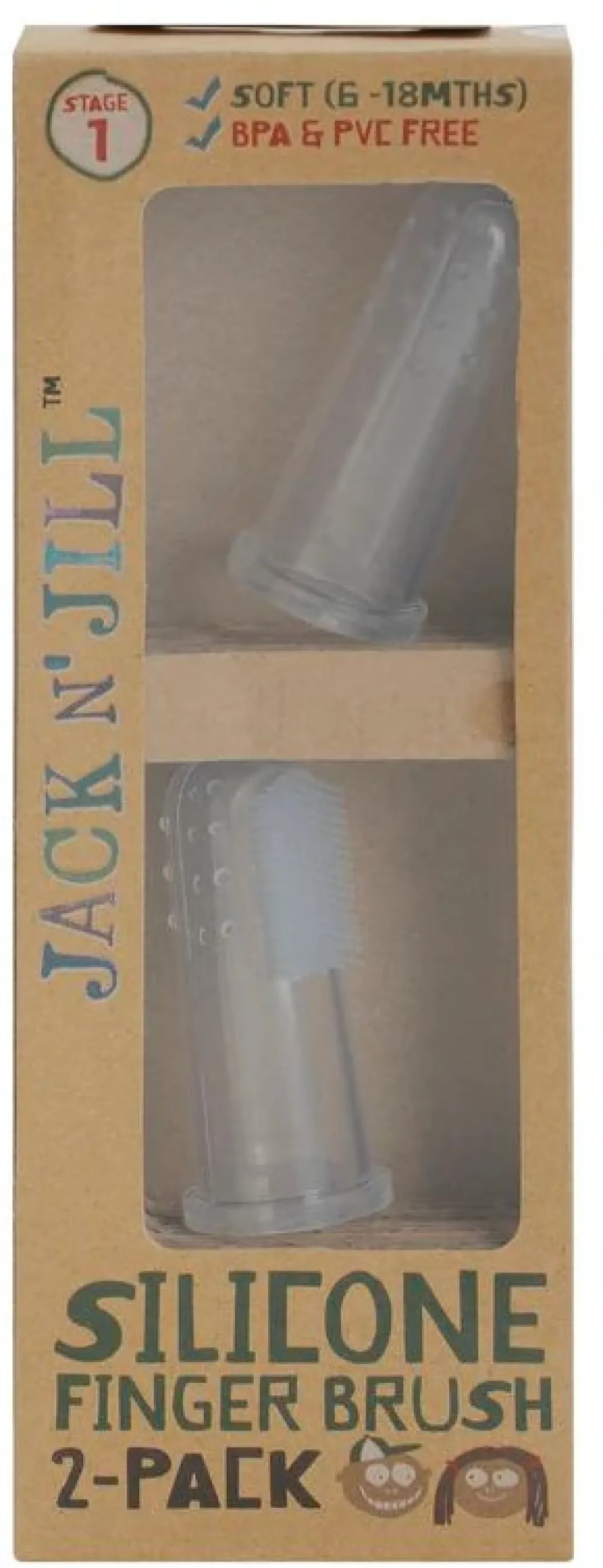 Jack n Jill Brosse à dents en silicone pour bébés (2pcs) étui - pour les enfants de 6 à 12 mois