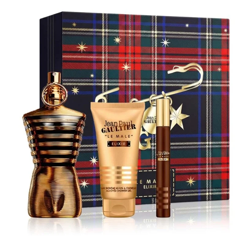 Le Male Elixir 125 ml + Parfum MINI 10 ml + Gel douche parfumé pour homme 75 ml