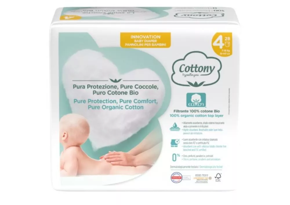 Cottony Couches jetables pour bébé en coton bio 7-18 kg