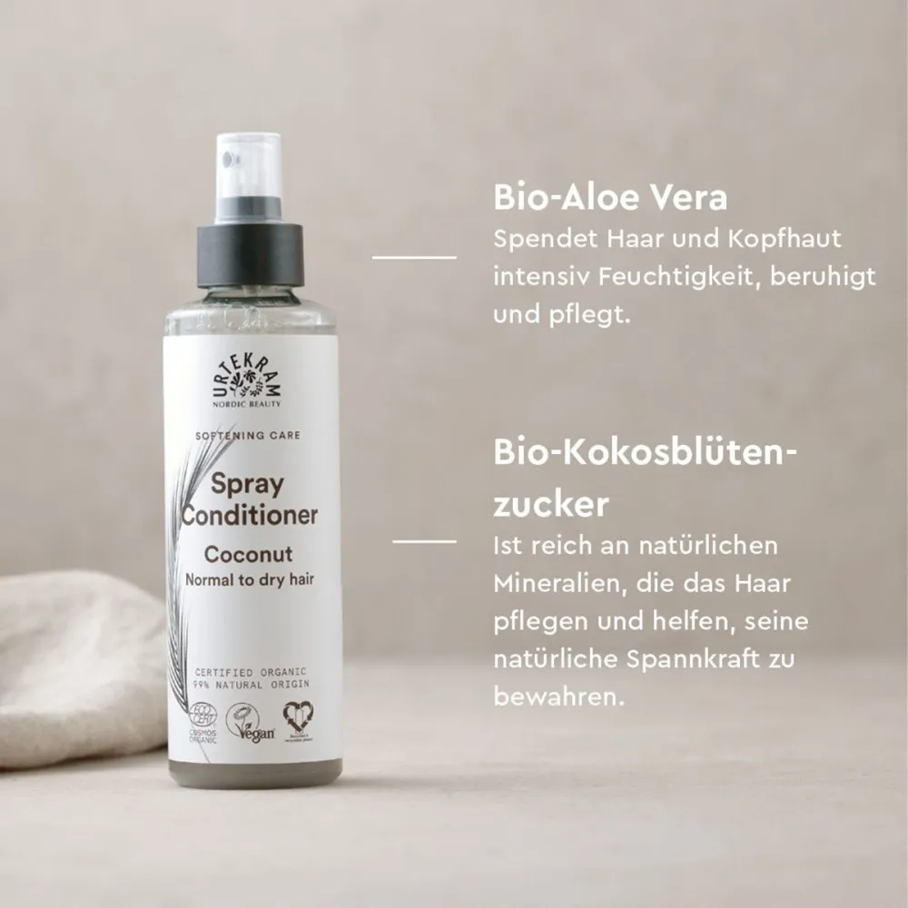 Urtekram Conditioner spray kokosnoot 250ml BIO, VEG