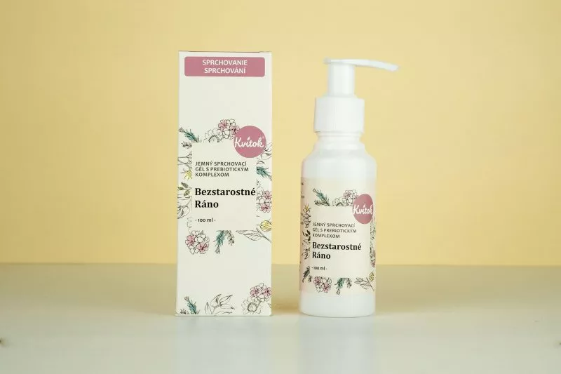 Kvitok Gel douche doux avec complexe prébiotique Matin sans souci (100 ml) - avec un délicat parfum floral