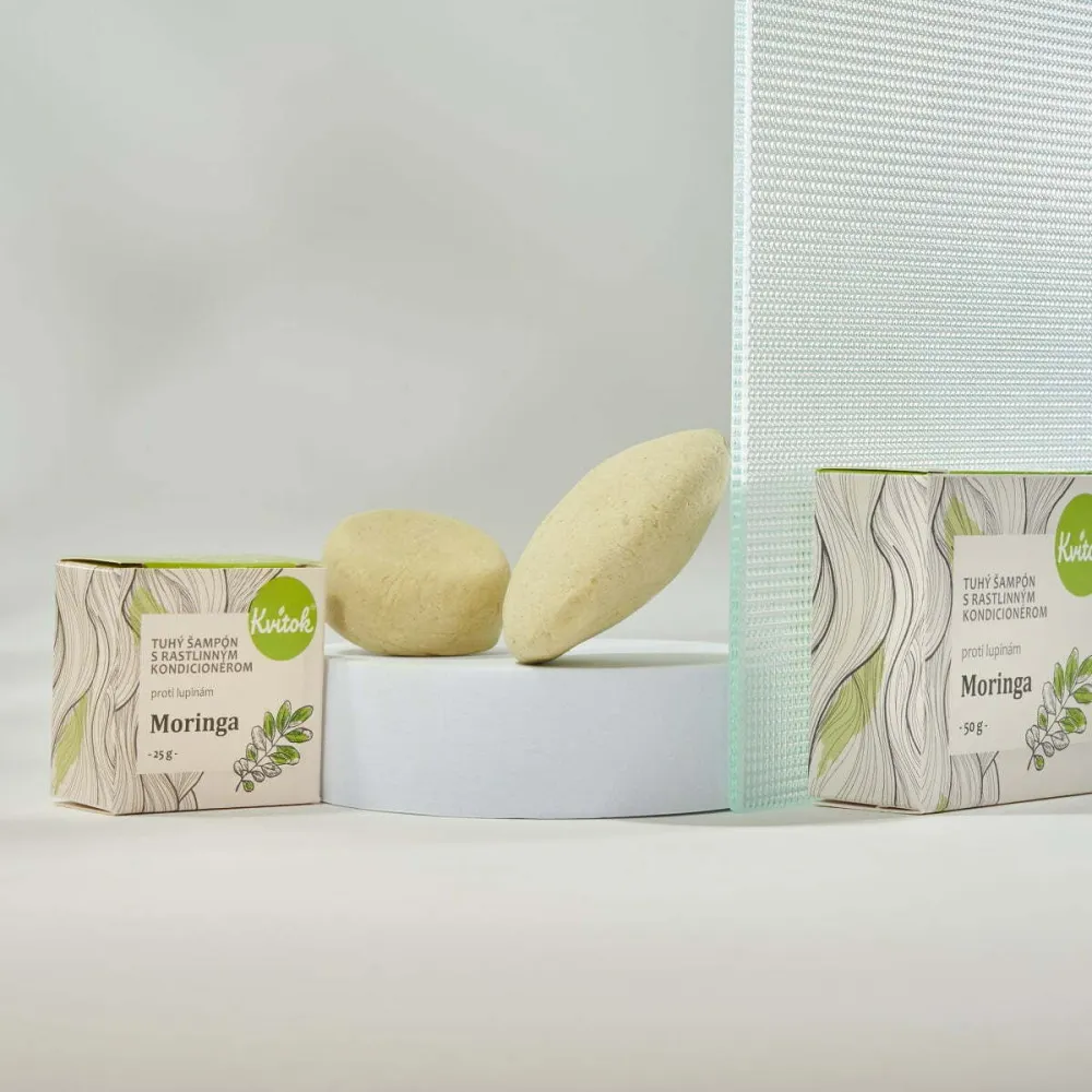 Kvitok Vaste shampoo met antiroosconditioner Moringa (25 g) - glanzend, roosvrij haar