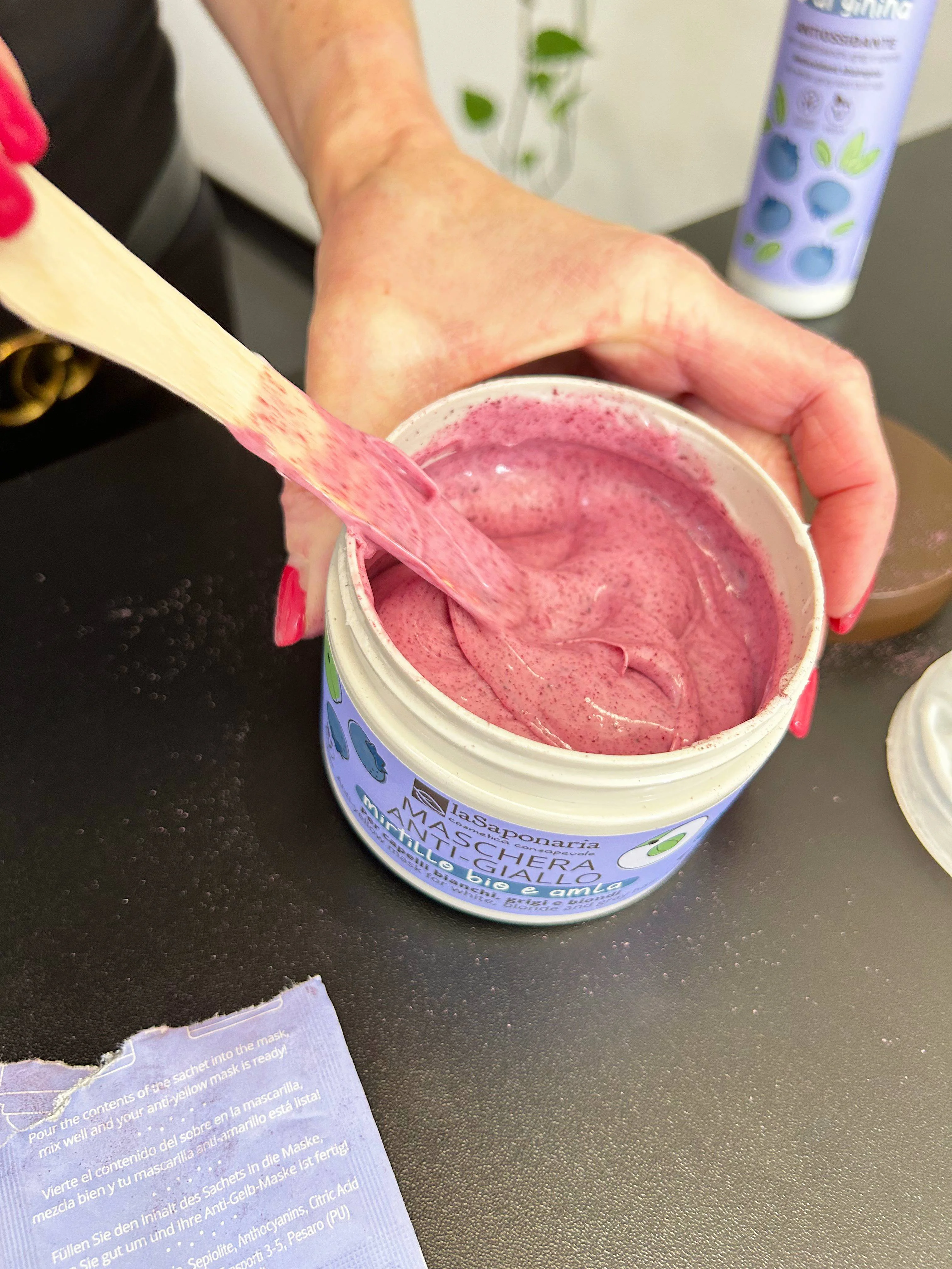 laSaponaria Masque No Yellow pour cheveux gris à l'amla et à la myrtille (200 ml) - neutralise les reflets jaunes
