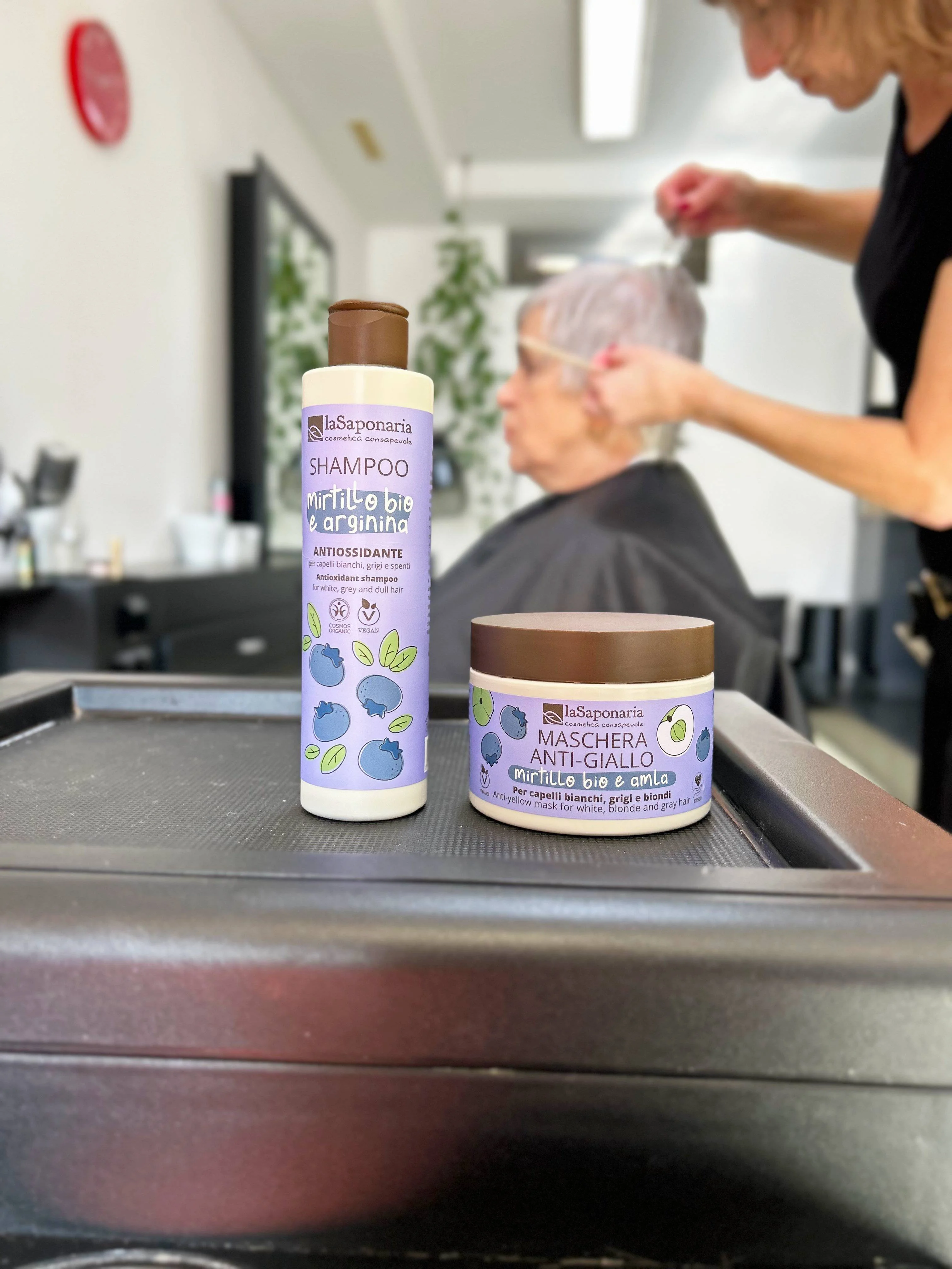 laSaponaria Masque No Yellow pour cheveux gris à l'amla et à la myrtille (200 ml) - neutralise les reflets jaunes