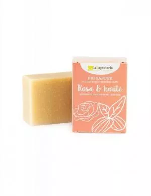 laSaponaria Savon solide d'olive BIO - Huile de rose et beurre de karité (100 g)