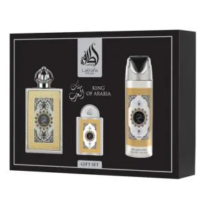 Lattafa Pride King Of Arabia EDP 100 ml + EDP 20 ml + DEO en spray 200 ml UNISEXE