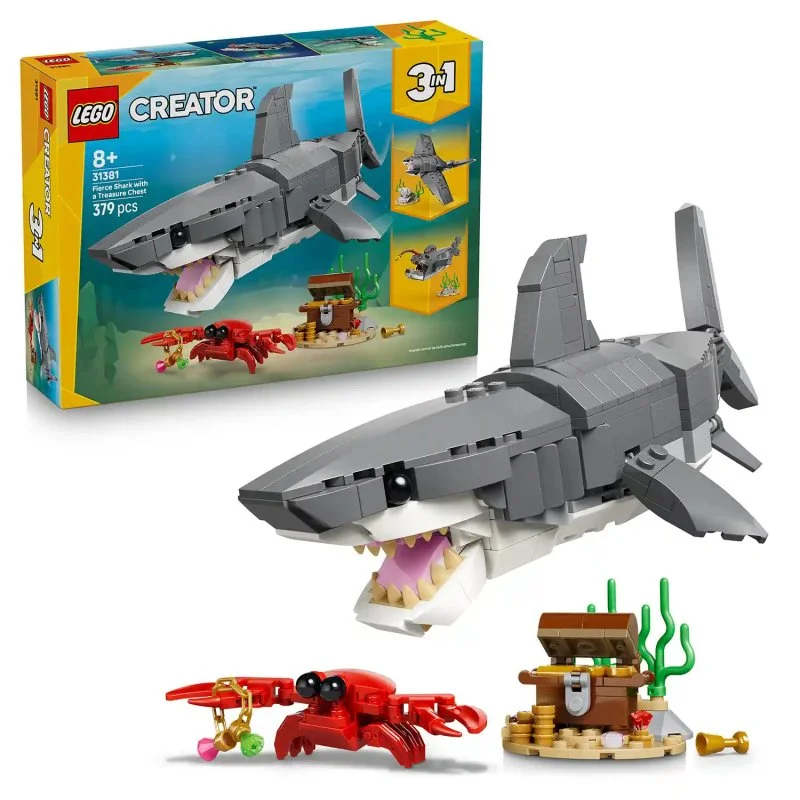 Creator 3-en-1 31381 Requin sauvage et coffre au trésor