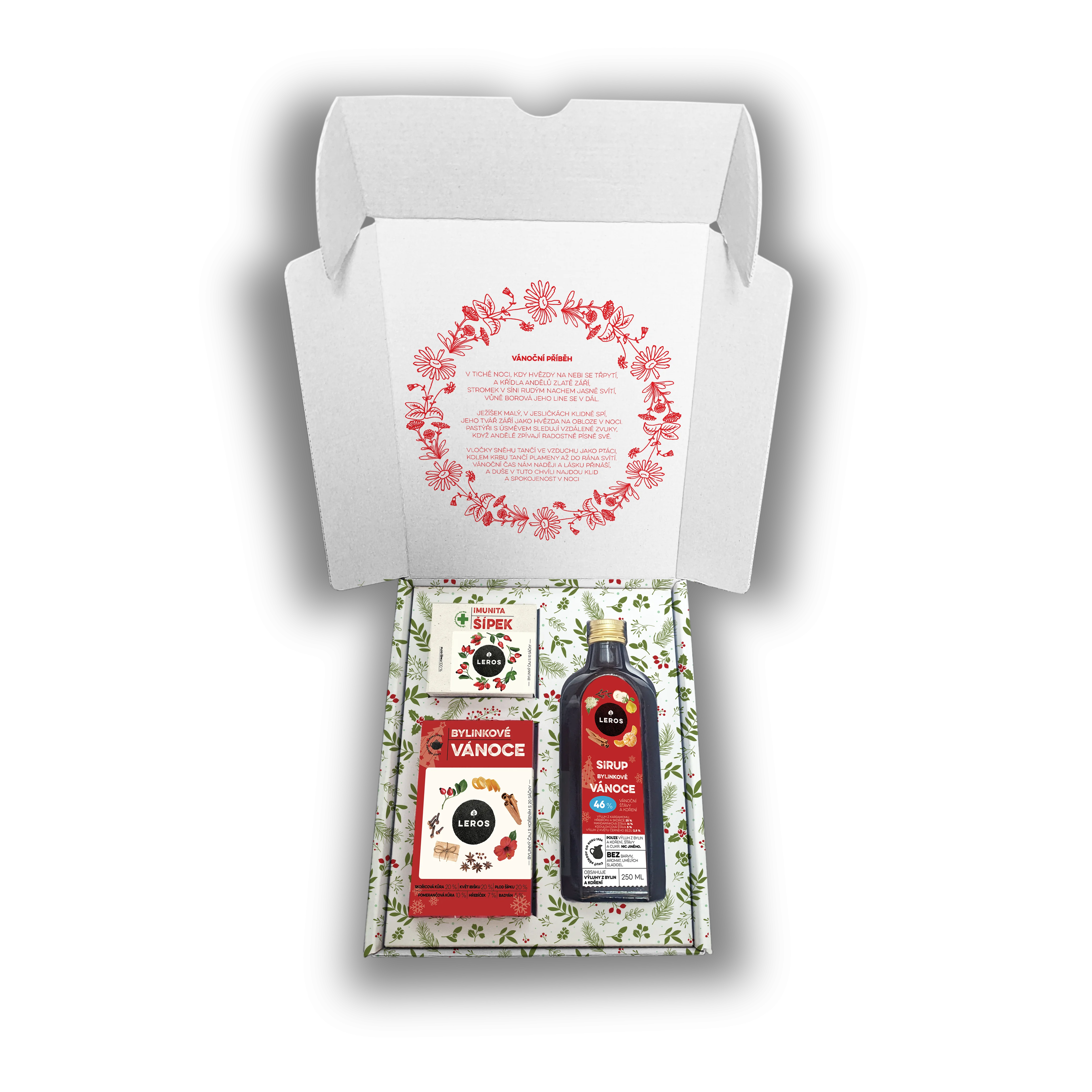 LEROS Coffret cadeau (3 pièces) - Noël aux plantes - sirop aux plantes et 2 types de thés