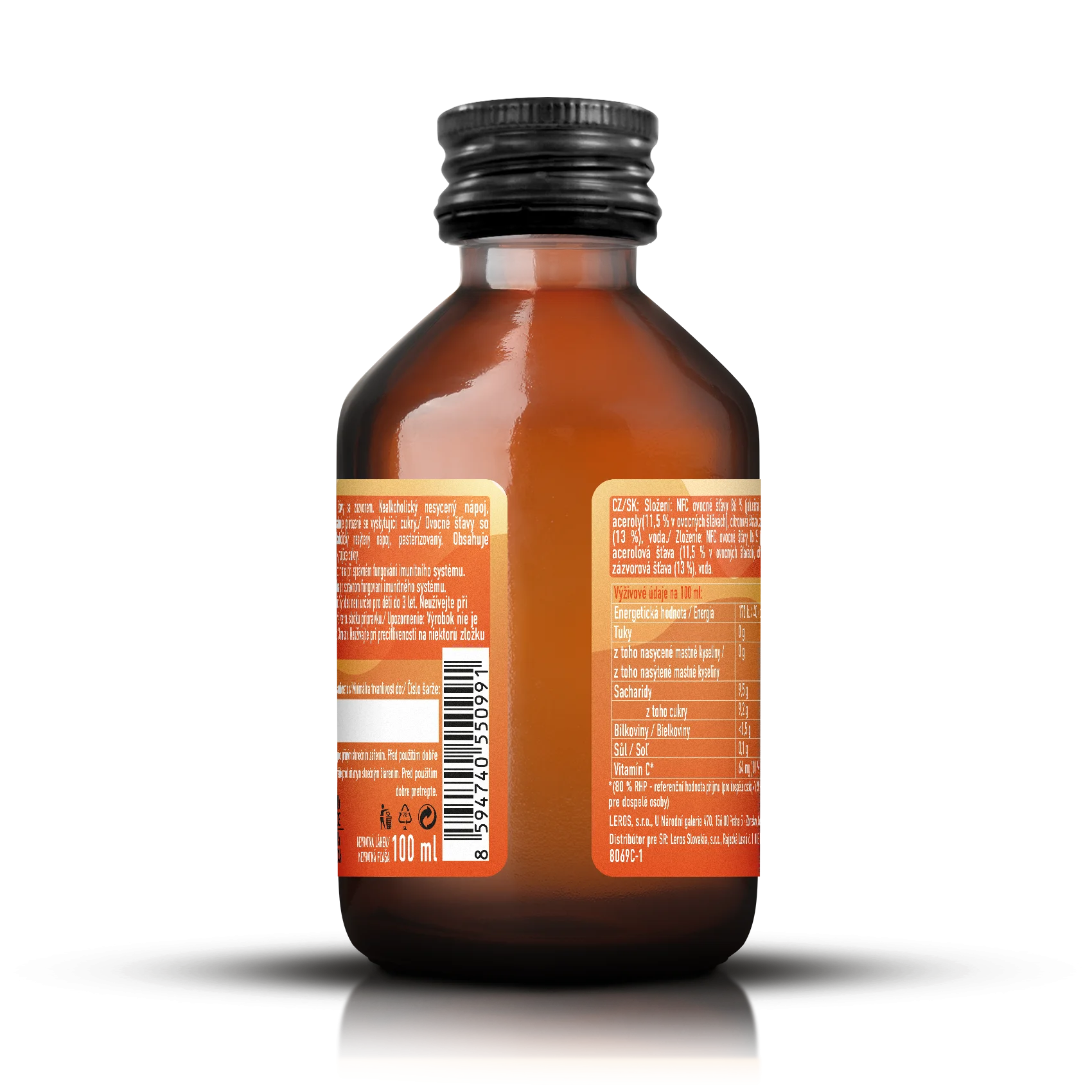 LEROS Healthy booster Shot Immunité Gingembre & Acérola (100 ml) - pour renforcer les défenses immunitaires