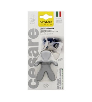 Cesare Orange & Bois de santal parfum pour voiture argenté