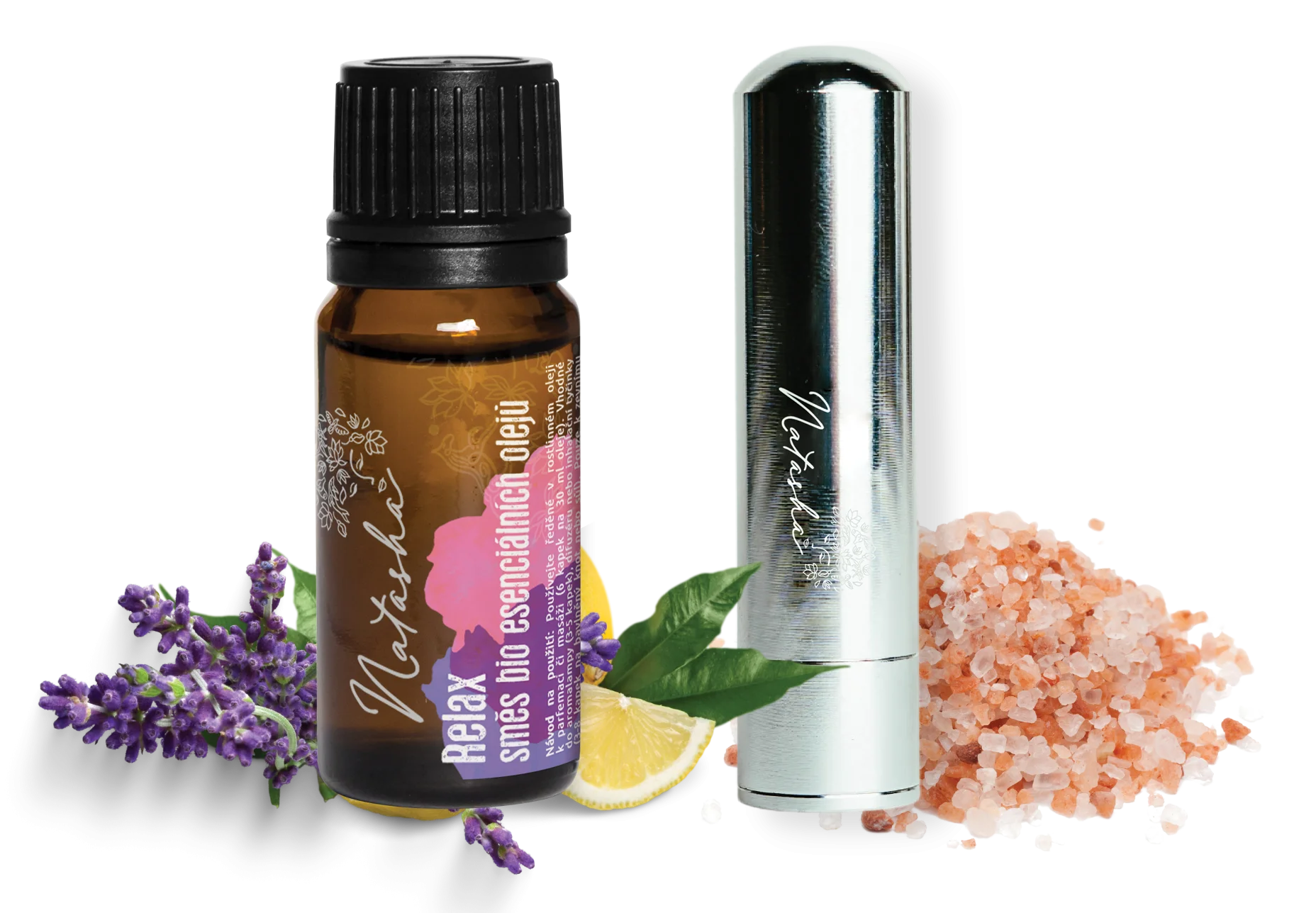 Natasha Coffret d'aromathérapie avec inhalateur - Relax - lavande et citron apaisants