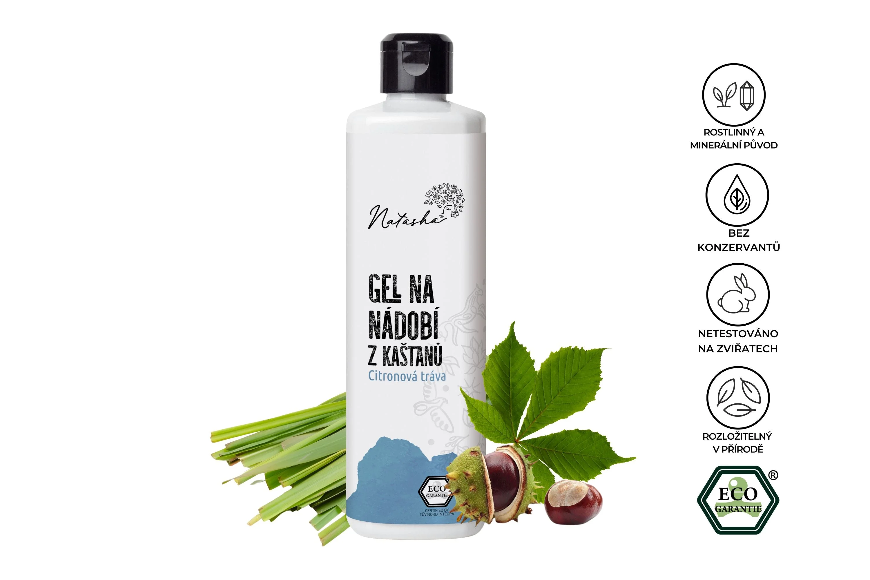 Natasha Gel vaisselle aux marrons d'Inde Citronnelle 3 l - redoutable contre la graisse, respectueux de la peau