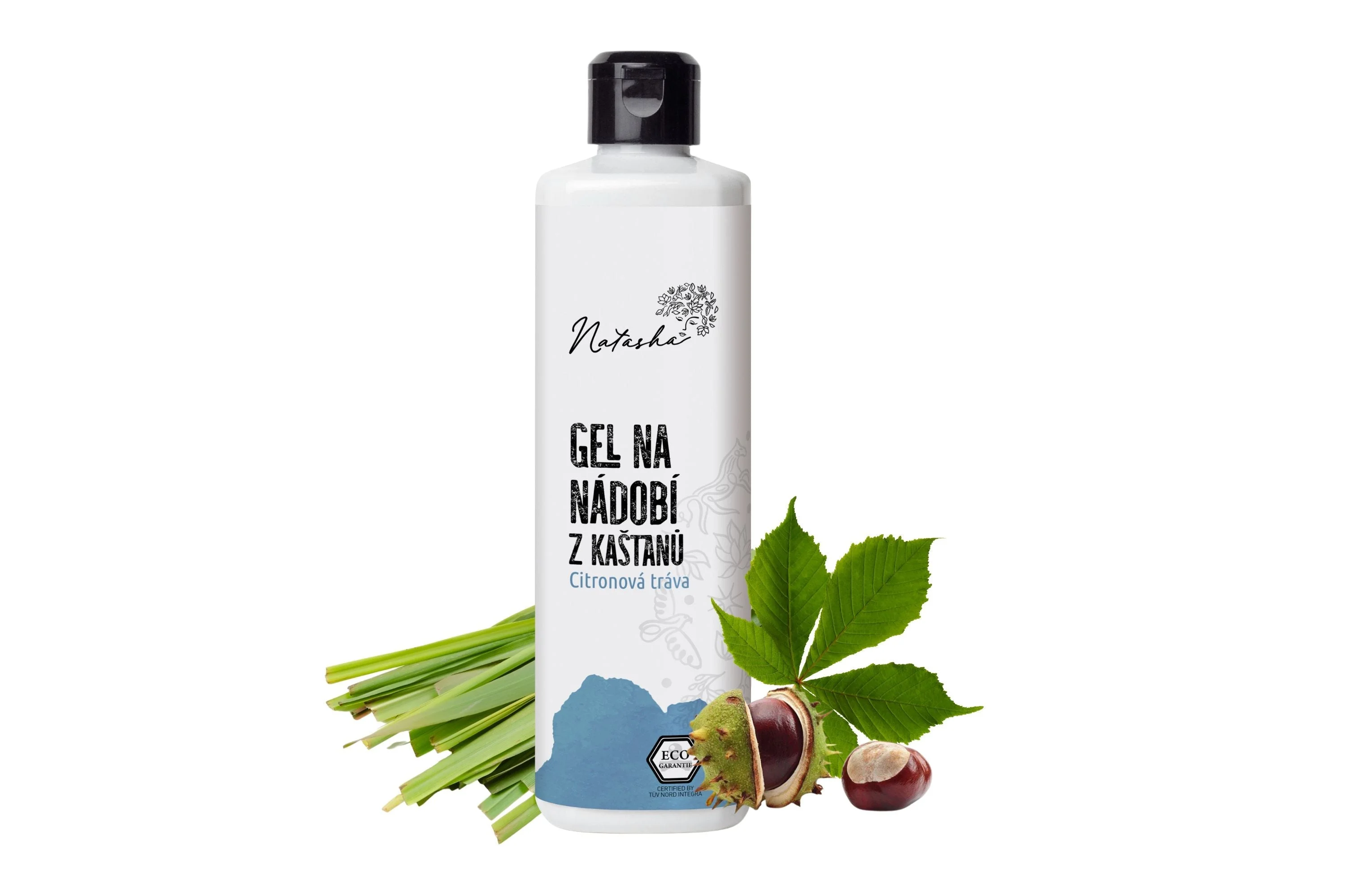 Natasha Gel vaisselle à base de marrons d’Inde à la citronnelle 500 ml - redoutable contre la graisse, respectueux de la peau