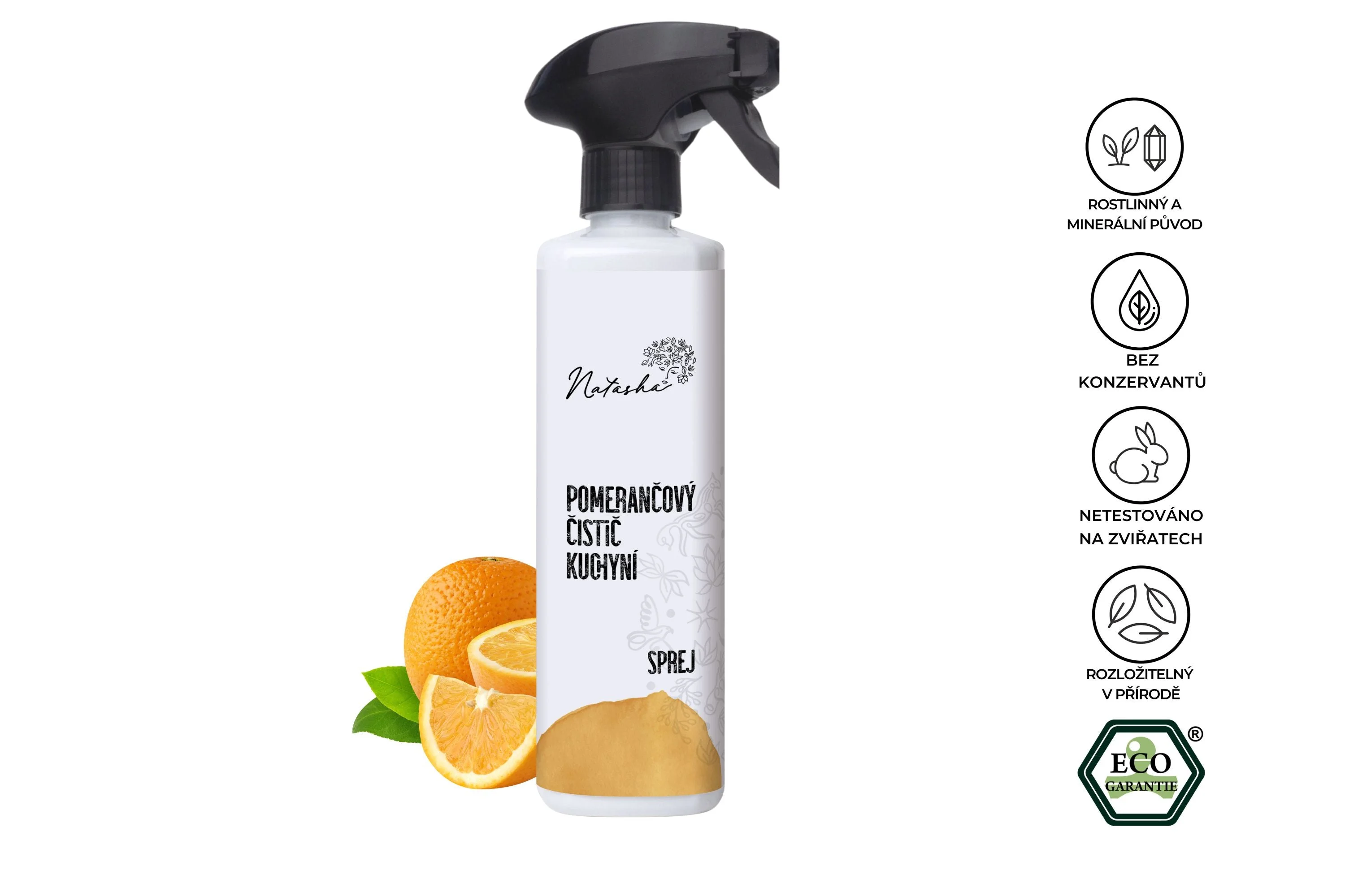Natasha Nettoyant cuisine à l’orange - spray (500 ml) - dégraissant universel en spray