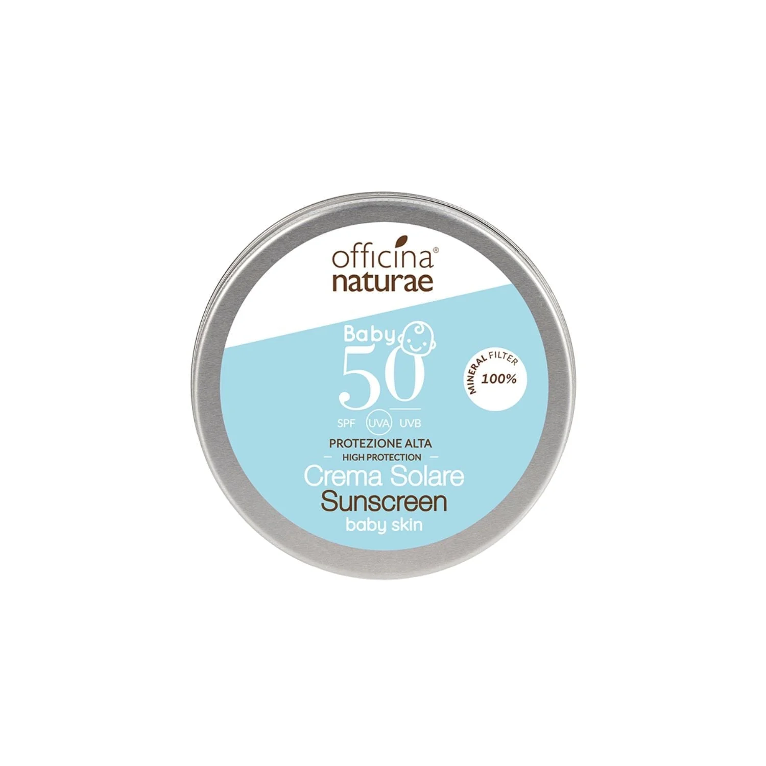 Officina Naturae Crème solaire SPF 50 pour enfants et peaux sensibles en boîte métallique (75 ml) - sans parfum
