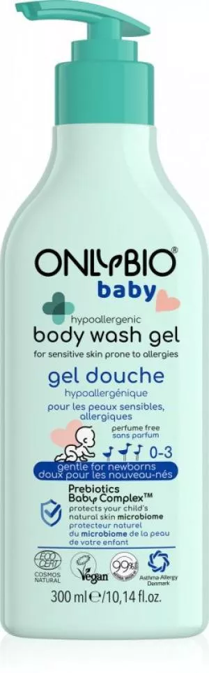 OnlyBio Gel nettoyant hypoallergénique pour bébé (300 ml) - convient aux personnes allergiques et aux personnes souffrant d'atopie.