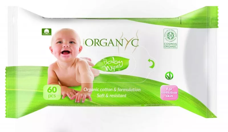 Organyc Serviettes hygiéniques humides pour bébé BIO (60 pcs)