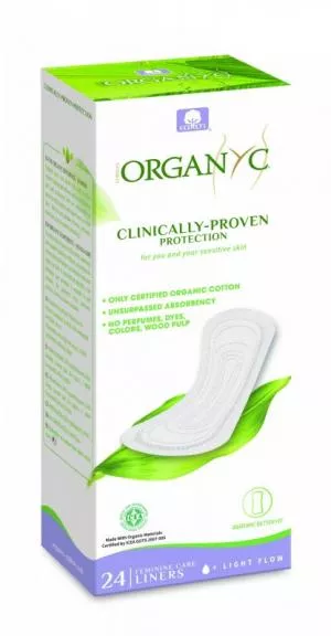 Organyc Slip Inserts Light Plus (24 pcs) - 100% coton biologique, 1 goutte