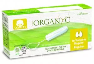 Organyc Tampons réguliers (16 pcs) - 100% coton biologique, 2 gouttes