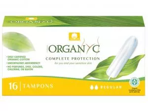 Organyc Tampons réguliers (16 pcs) - 100% coton biologique, 2 gouttes