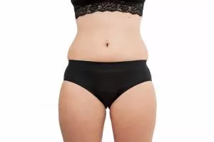 Pinke Welle Culotte Menstruelle Bikini Noir - Moyen Noir - htr. et des menstruations légères (L)