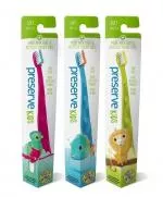 Preserve Brosse à dents pour enfants (souple) - cyan - fabriquée à partir de pots de yaourt recyclés