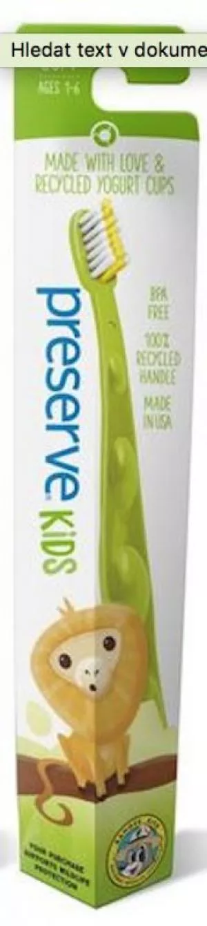 Preserve Brosse à dents pour enfants (souple) - verte - fabriquée à partir de pots de yaourt recyclés
