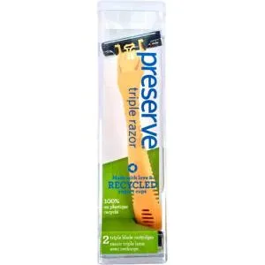 Preserve Rasoir triple (avec 2 têtes) - violet foncé - avec 3 lames, fabriqué en plastique recyclé